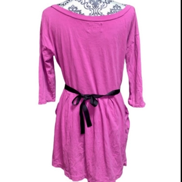 Vans Magenta Women’s Large Skater Midi Dress 3/4 Sleeve w Waist Ties - Picture 7 of 8